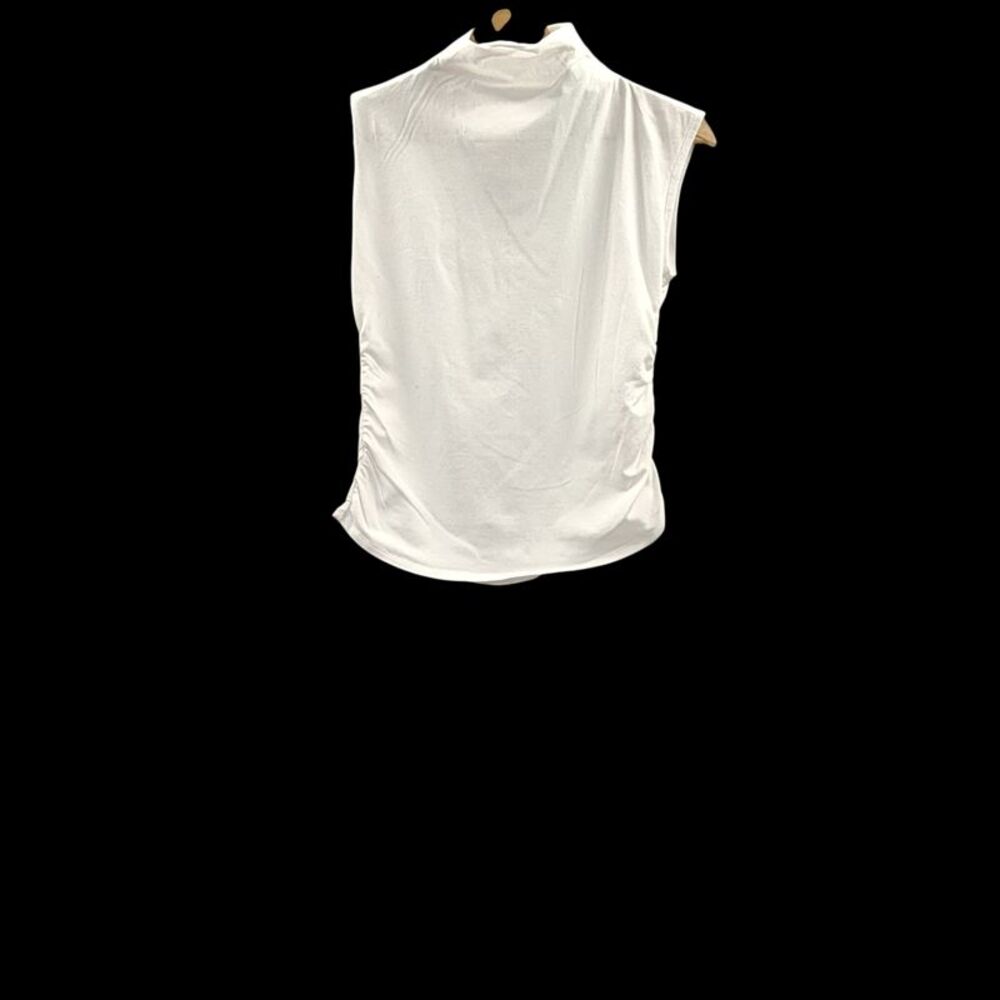 Quince Women Stretch Cotton Jersey Sleeveless Mock Neck Top White M